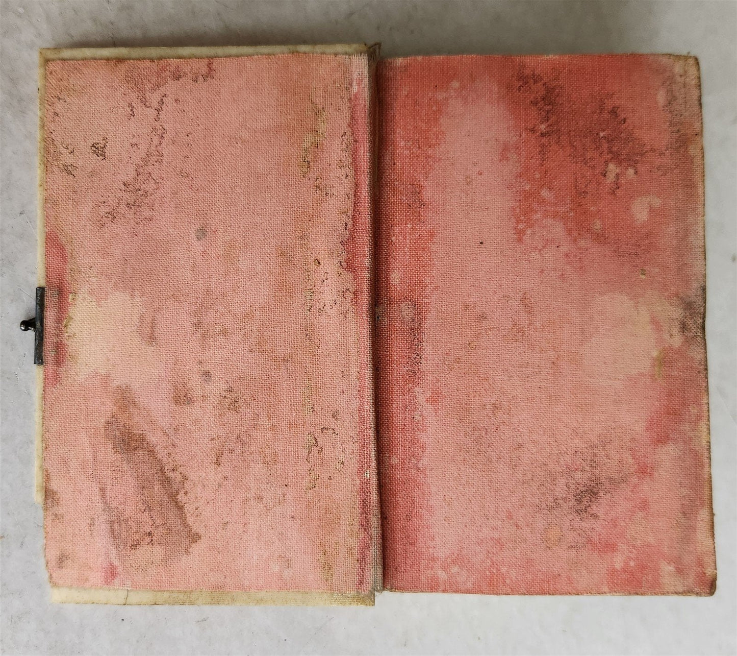 1870 BONE BINDING CATHOLIC PRAYER BOOK in FRENCH & LATIN antique