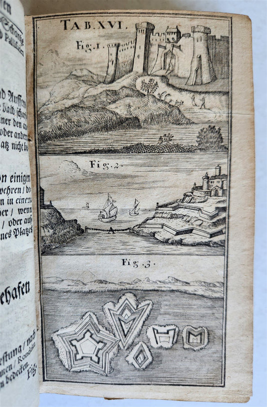 1715 MILITARY FORTIFICATIONS antique ILLUSTRATED w/ 21 PLATES in GERMAN