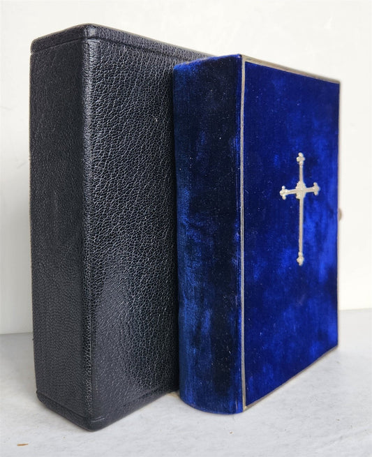 1876 PRAYER BOOK in GERMAN antique VELVET w/ SILVER EDGES BINDING