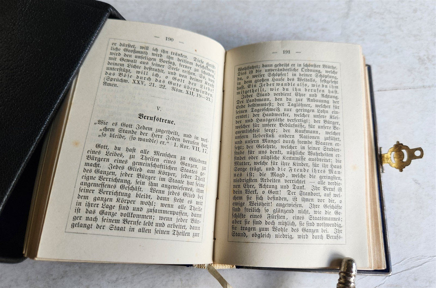 1876 PRAYER BOOK in GERMAN antique VELVET w/ SILVER EDGES BINDING