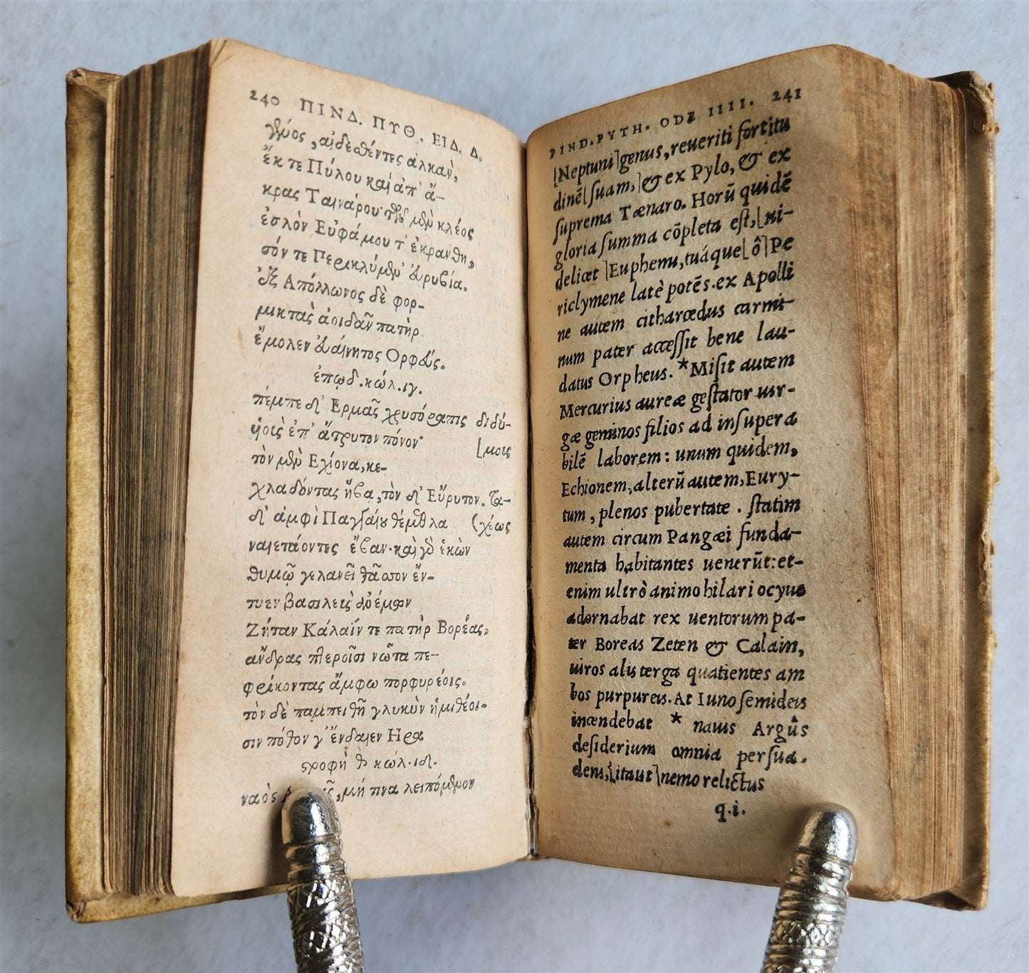 1566 PINDARI OLYMPIA antique Pindarus GREEK & LATIN Poetry VELLUM BINDING