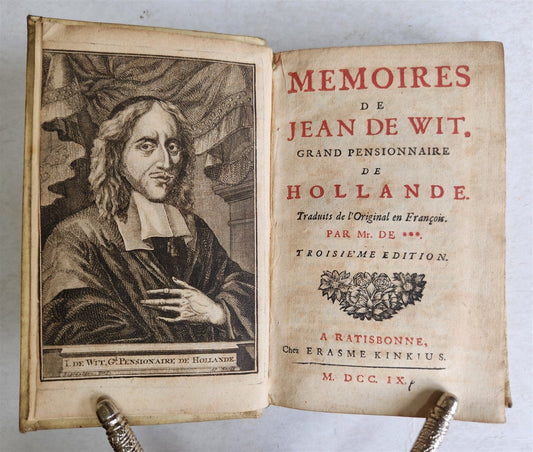 1709 MEMOIRES de JEAN de WIT Grand Pensionnaire de HOLLANDE antique VELLUM