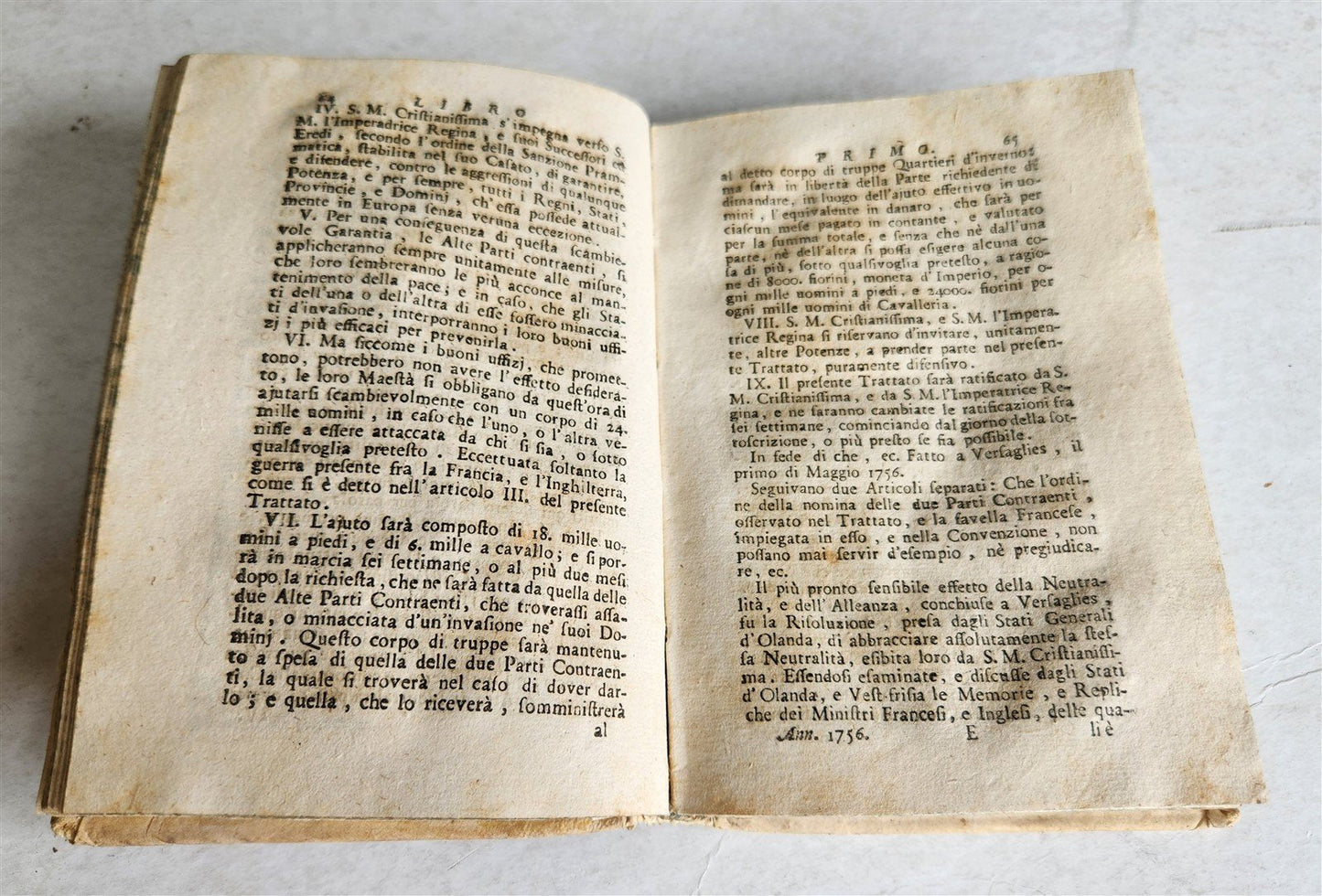 1757 HISTORY of YEAR 1756 in ITALIAN antique VELLUM BINDING