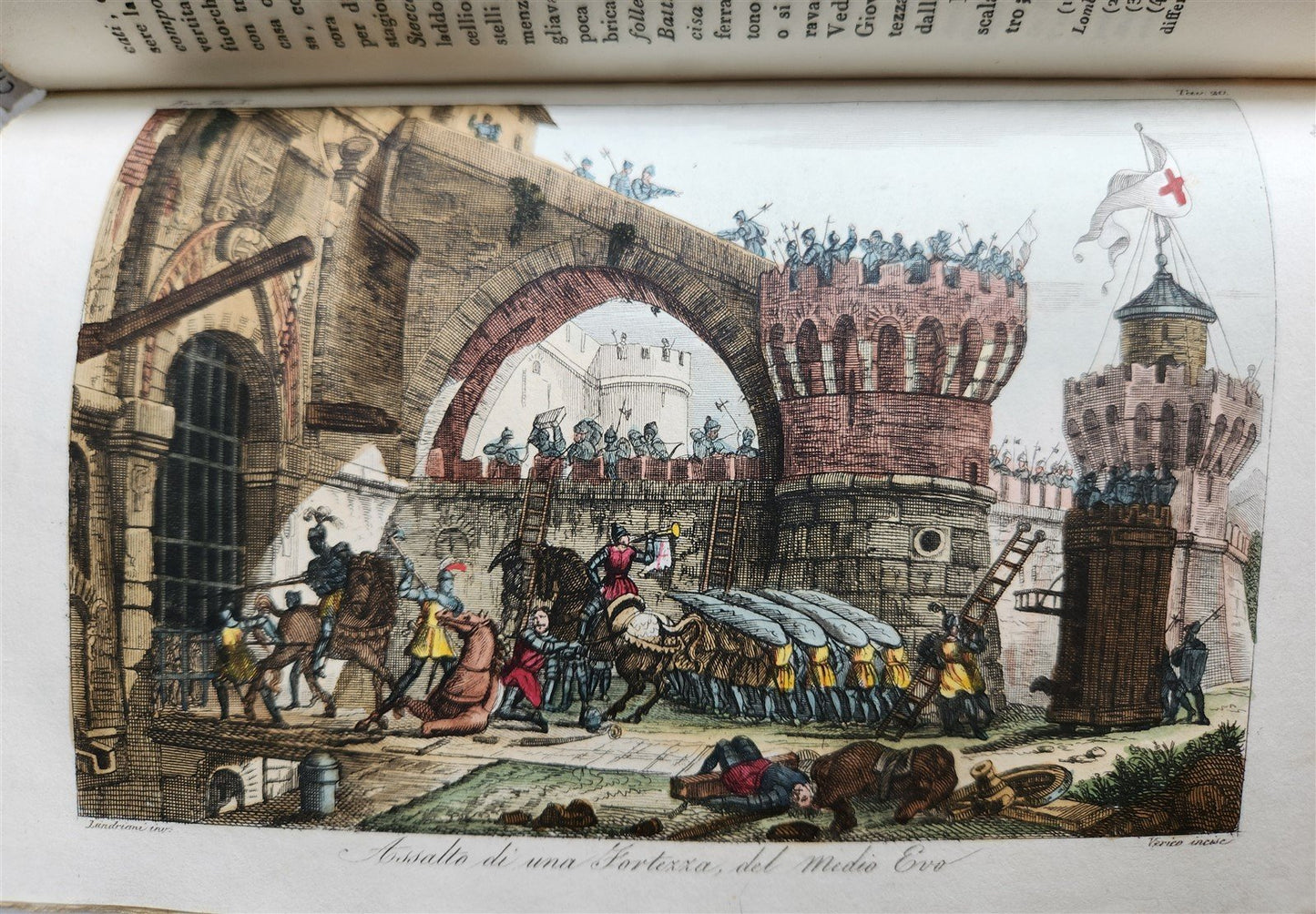 1830 ILLUSTRATED HISTORY of CAVALRY CHIVALRY antique in ITALIAN