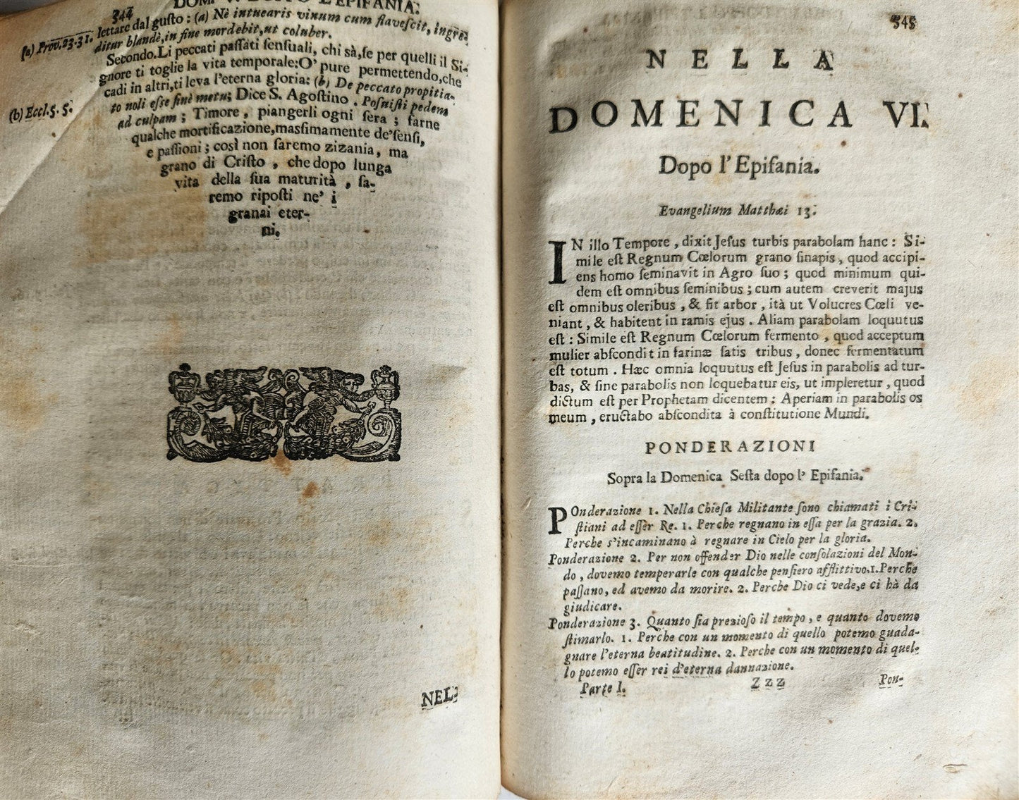 1723 THEOLOGY by D. LUDOVICO SABATINO LA LUCE EVANGELICA antique VELLUM BOUND