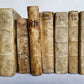 17th - 18th CENTURY LOT of 9 antique VELLUM BOUND BOOKS decorative