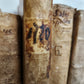 17th - 18th CENTURY LOT of 9 antique VELLUM BOUND BOOKS decorative