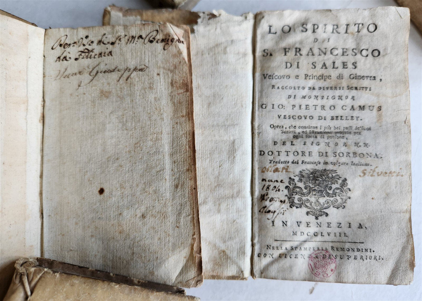 17th - 18th CENTURY LOT of 9 antique VELLUM BOUND BOOKS decorative