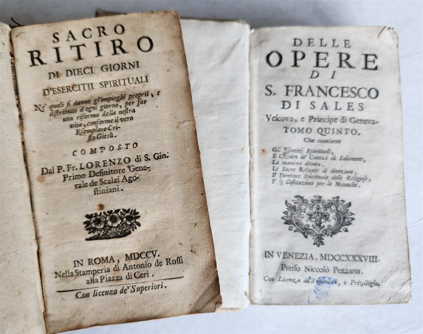 17th - 18th CENTURY LOT of 9 antique VELLUM BOUND BOOKS decorative