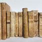 18th CENTURY LOT of 10 antique VELLUM BOUND BOOKS decorative