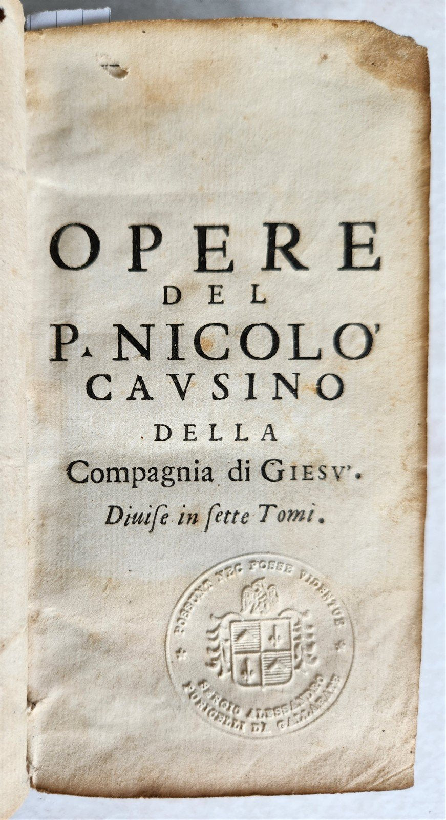 1691 LA CORTE SANTA by NICOLO CAUSINO antique VELLUM BOUND