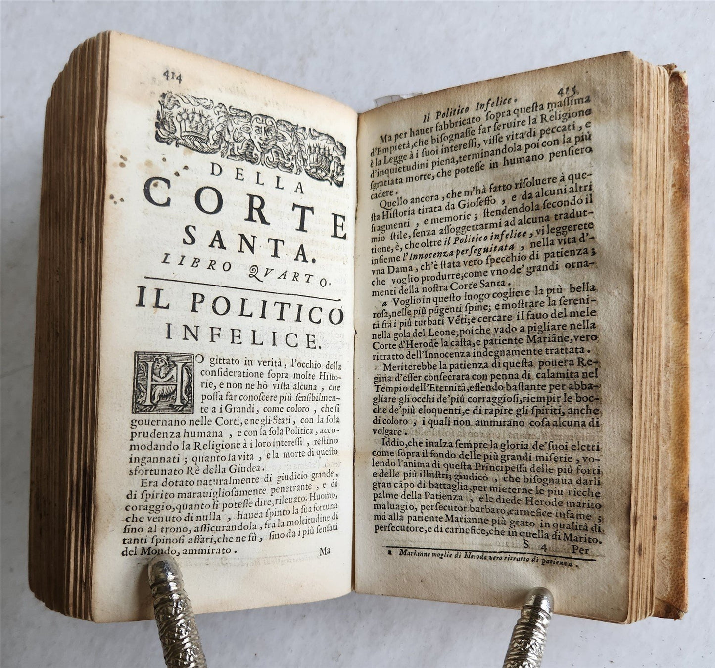 1691 LA CORTE SANTA by NICOLO CAUSINO antique VELLUM BOUND
