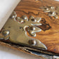 1880s FOLDER / BOOK COVER binding WOODEN w/ BRASS & WEDGWOOD DECORATIONS antique