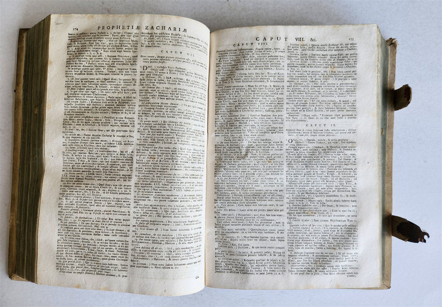 1758 BIBLE COMMENTARIES by J. MENOCHII antique PIGSKIN BOUND FOLIO