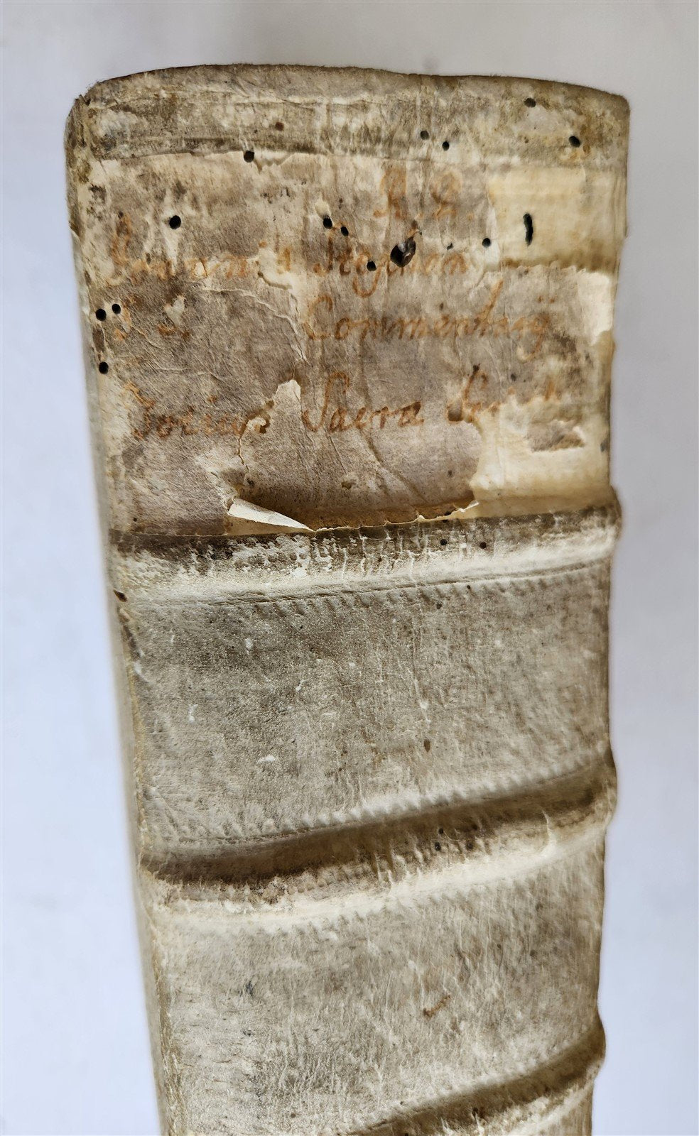 1758 BIBLE COMMENTARIES by J. MENOCHII antique PIGSKIN BOUND FOLIO