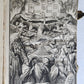 1710 DEPICTION of LUCIFER BATTLING w/ CHRISTIAN ARMY antique PIGSKIN BOUND FOLIO