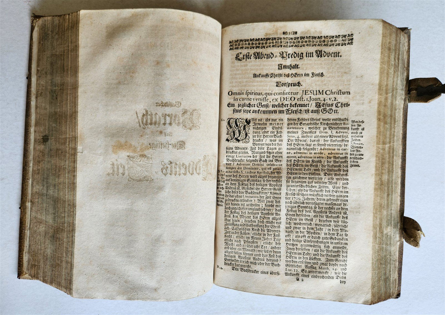 1710 DEPICTION of LUCIFER BATTLING w/ CHRISTIAN ARMY antique PIGSKIN BOUND FOLIO