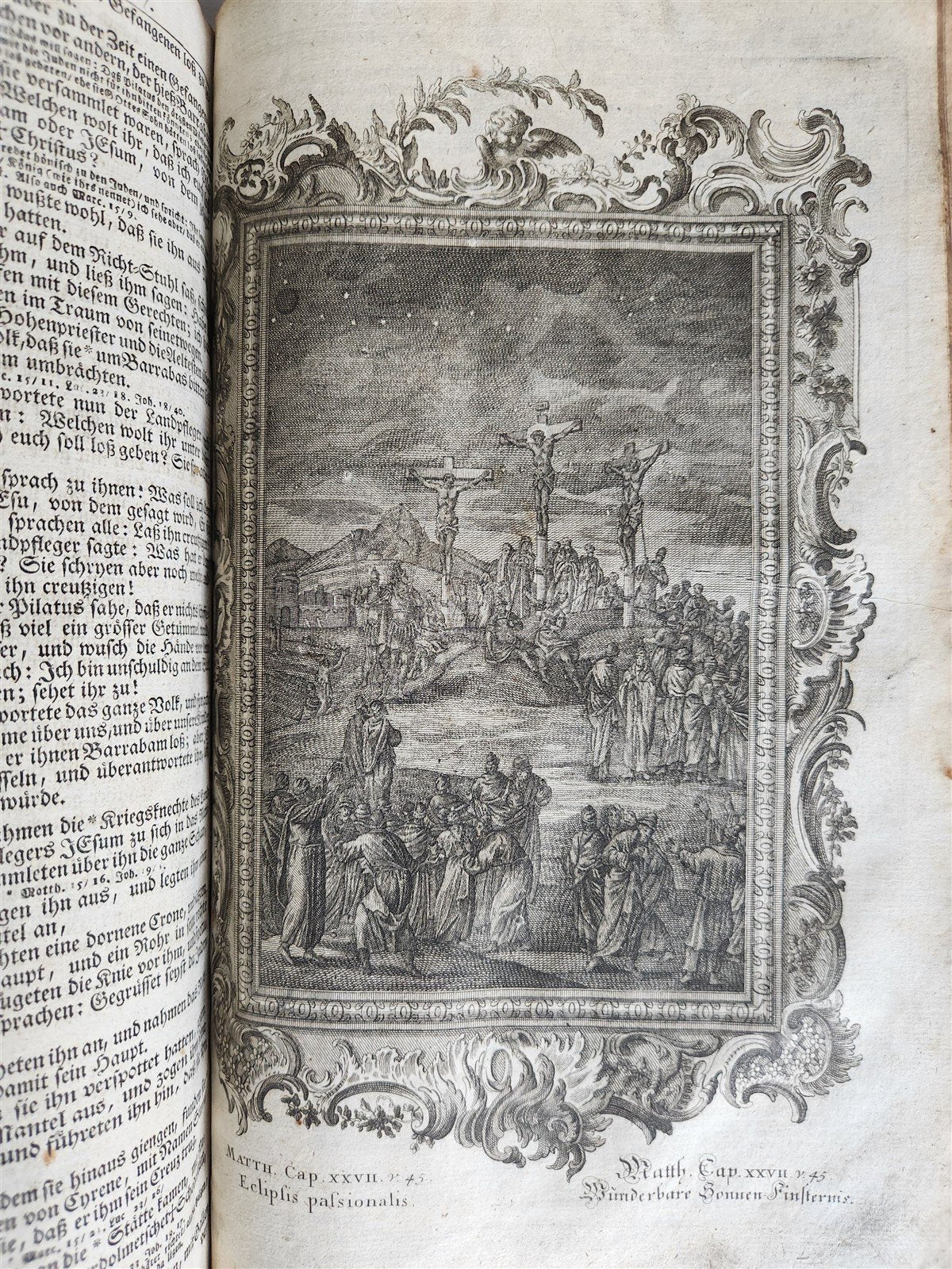 1770 BIBLE in GERMAN antique PIGSKIN FOLIO w/ BRASS FITTINGS illustrated w/ MAPS