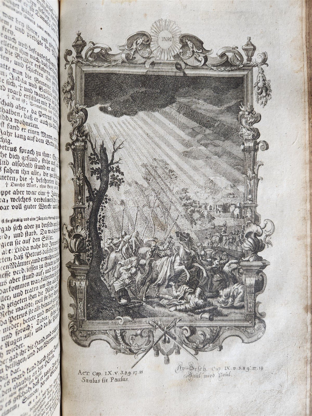 1770 BIBLE in GERMAN antique PIGSKIN FOLIO w/ BRASS FITTINGS illustrated w/ MAPS