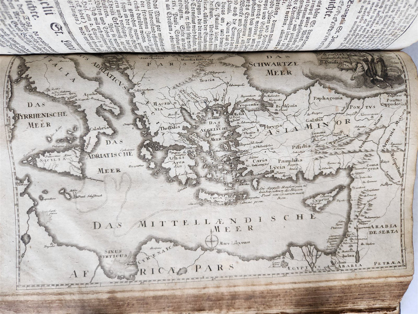 1770 BIBLE in GERMAN antique PIGSKIN FOLIO w/ BRASS FITTINGS illustrated w/ MAPS