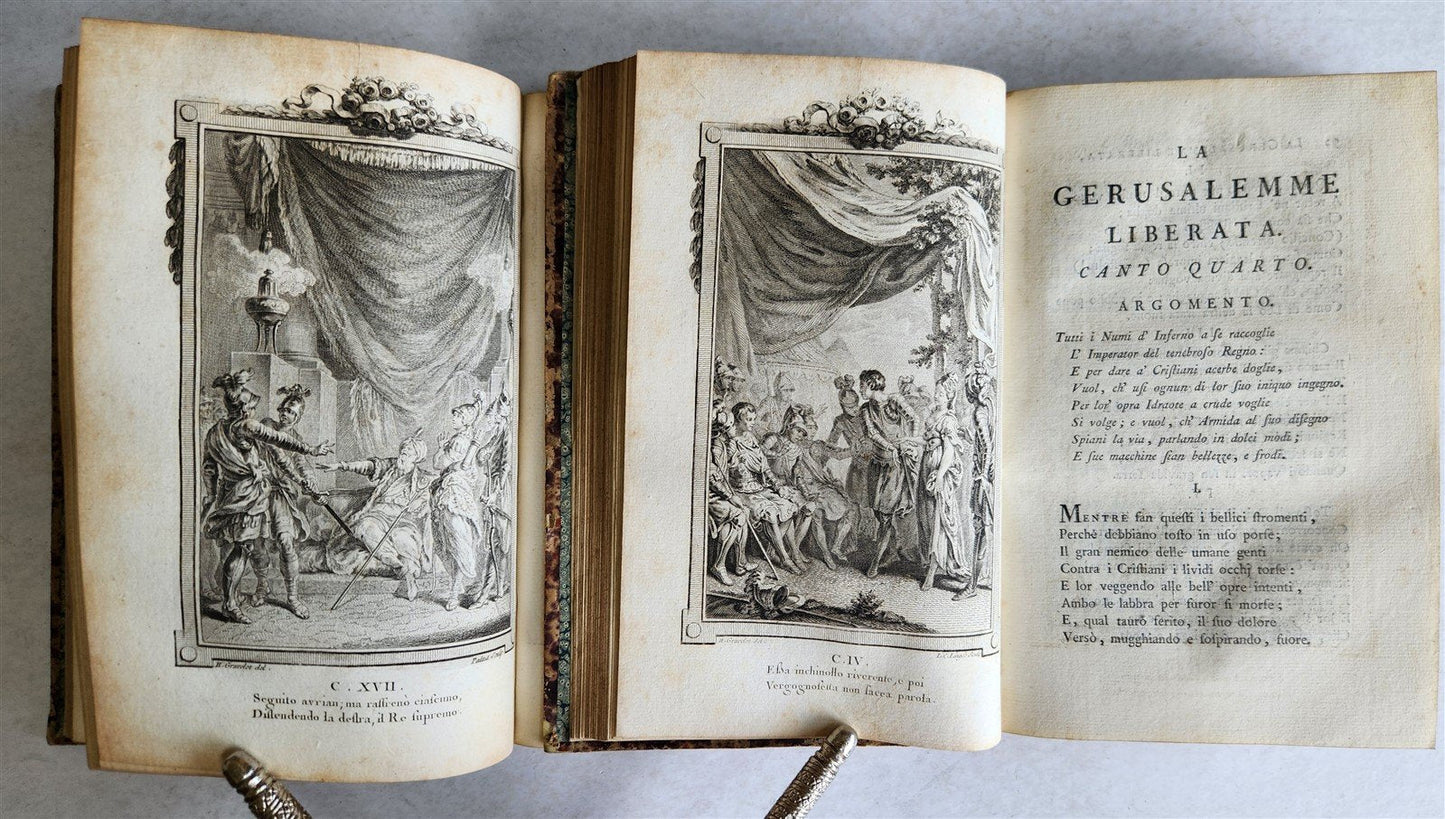 1792 GERUSALEMME LIBERATA by TORQUATO TASSO ITALIAN antique ILLUSTRATED 2 vols