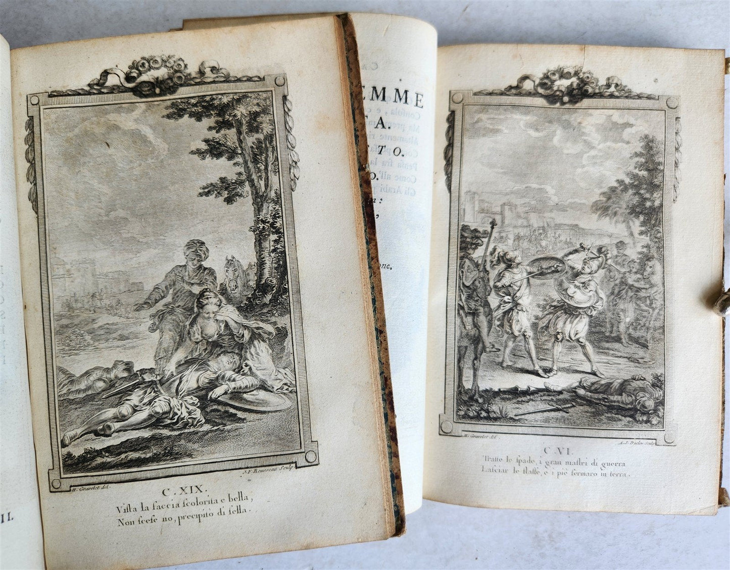1792 GERUSALEMME LIBERATA by TORQUATO TASSO ITALIAN antique ILLUSTRATED 2 vols