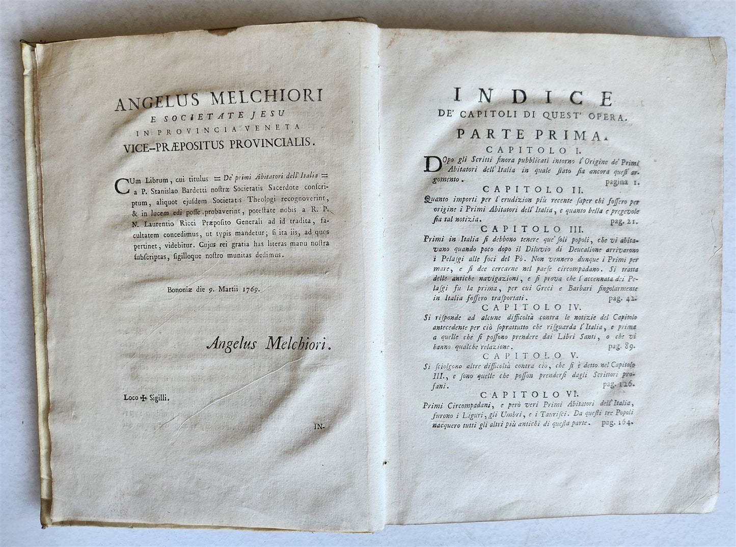 1769 FIRST INHABITANTS of ITALY by STANISLAO BARDETTI antique VELLUM BOUND