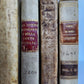 18th CENTURY LOT of 10 antique VELLUM BOUND BOOKS decorative