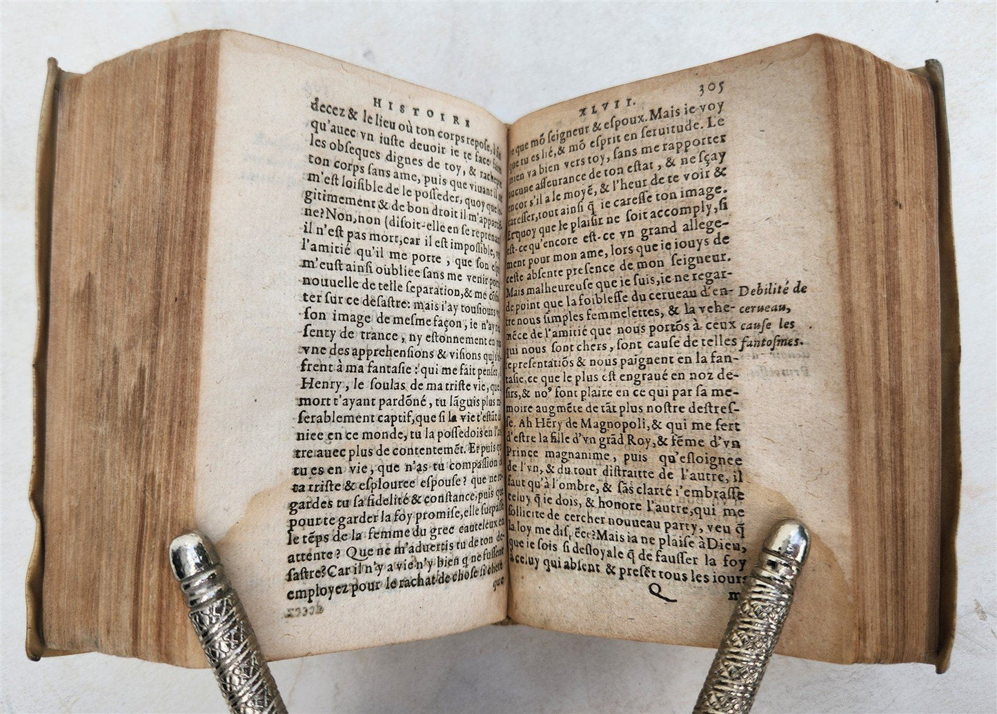 1593 TRAGIC STORIES by M. Bandello in FRENCH antique VELLUM BINDING 16th century