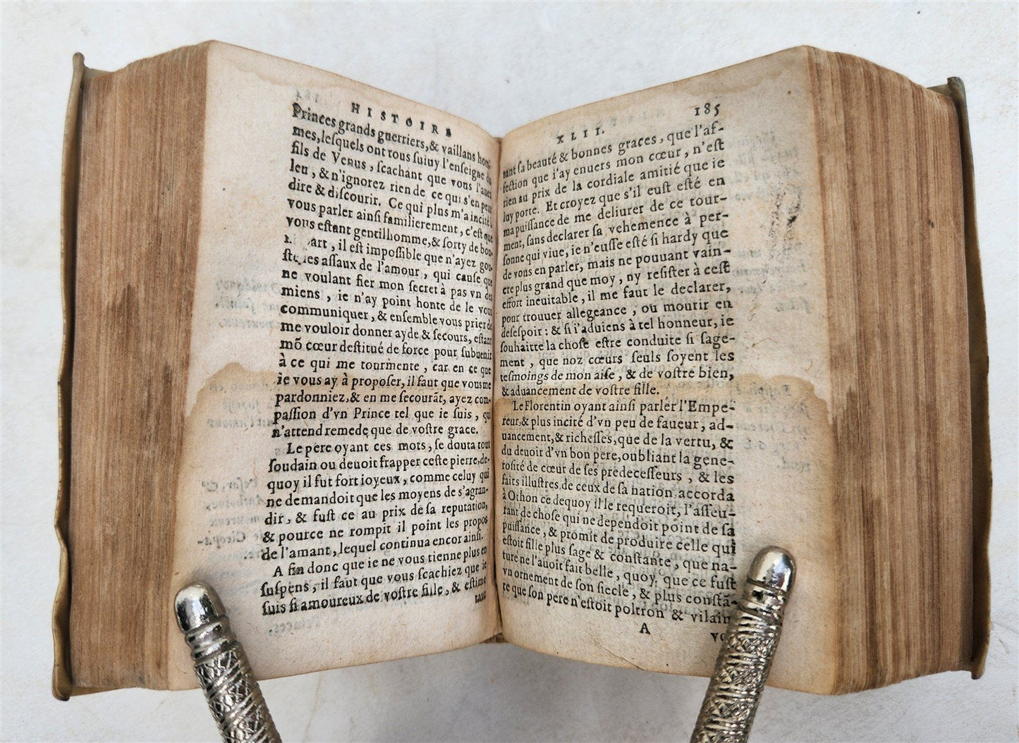 1593 TRAGIC STORIES by M. Bandello in FRENCH antique VELLUM BINDING 16th century