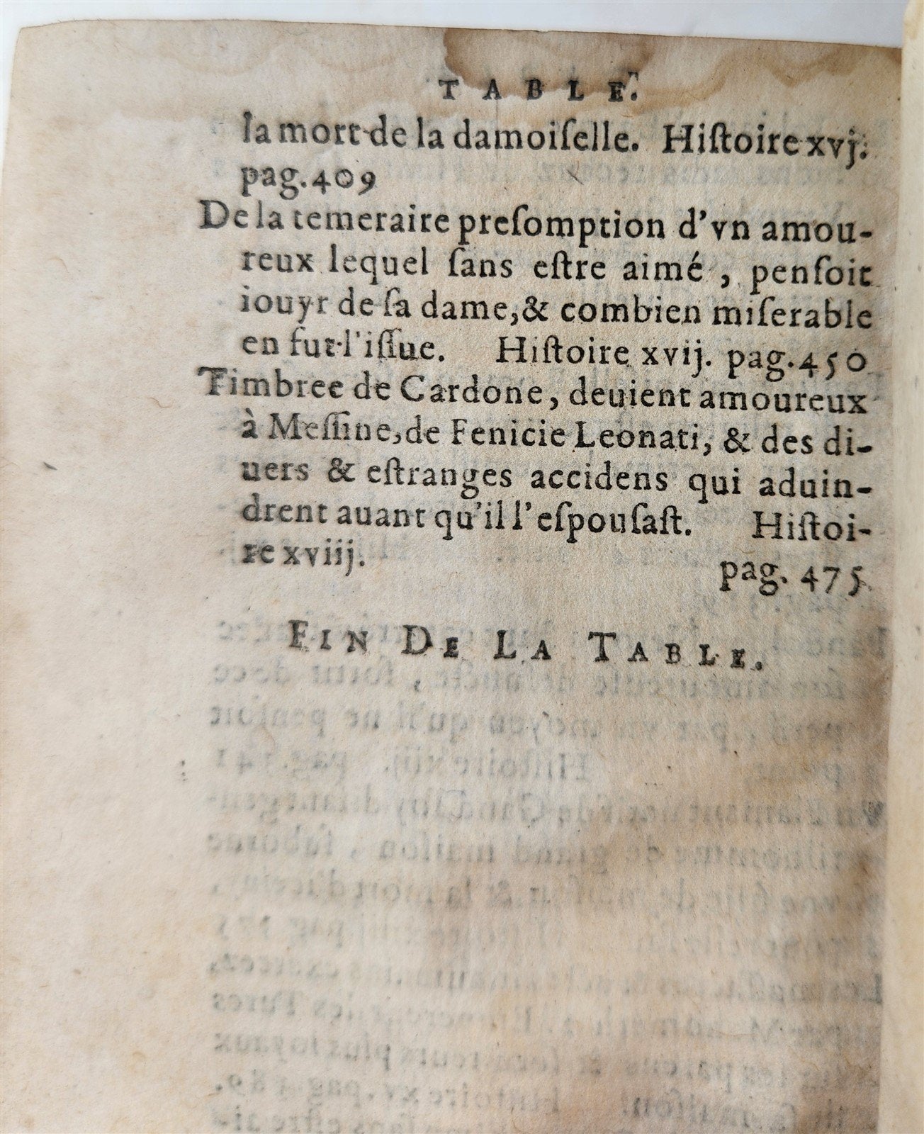 1593 TRAGIC STORIES by M. Bandello in FRENCH antique VELLUM BINDING 16th century