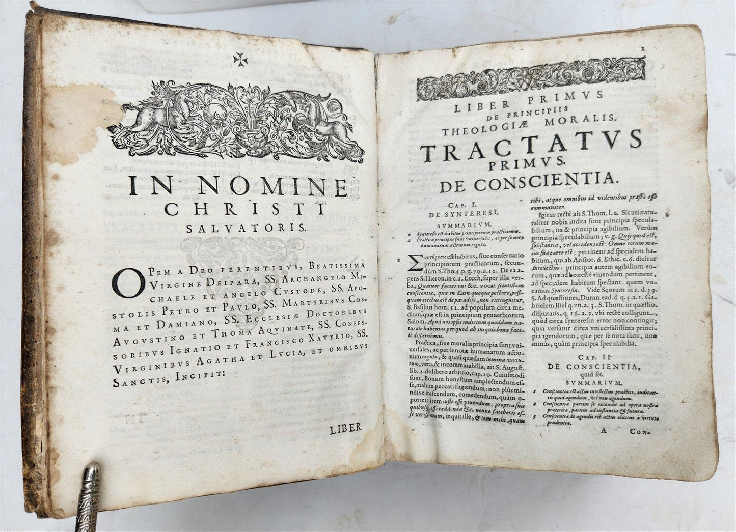 1626 THEOLOGY AGAINST WITCH TRIALS by LAYMANN antique PIGSKIN BINDING 17th cent.
