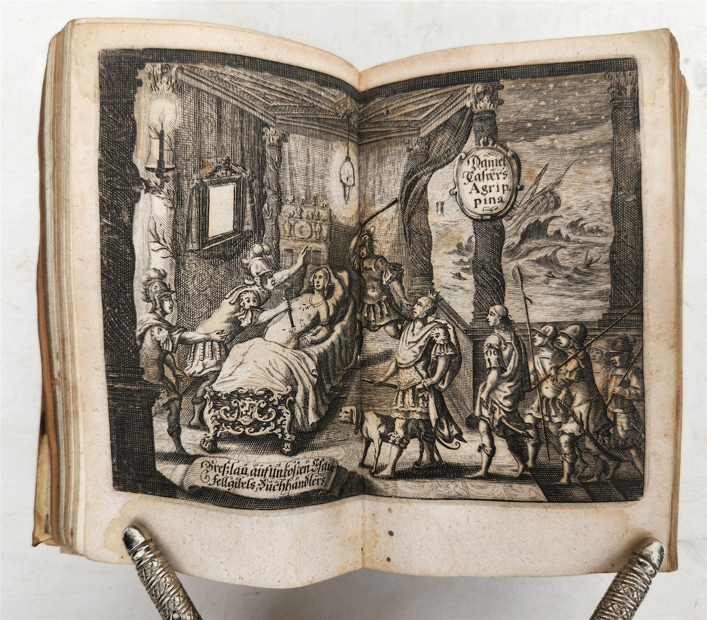 1689 ILLUSTRATED THEATRE PLAYS antique IBRAHIM SULTAN CLEOPATRA AGRIPPINA vellum