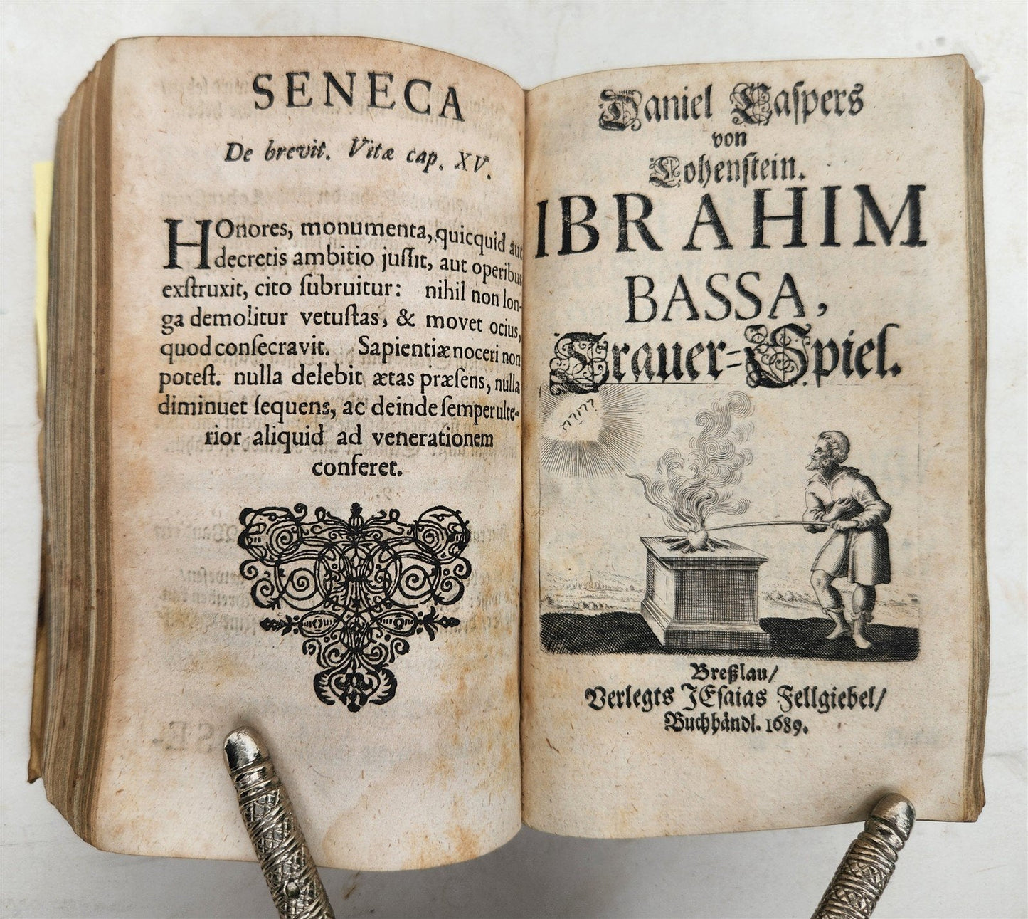 1689 ILLUSTRATED THEATRE PLAYS antique IBRAHIM SULTAN CLEOPATRA AGRIPPINA vellum