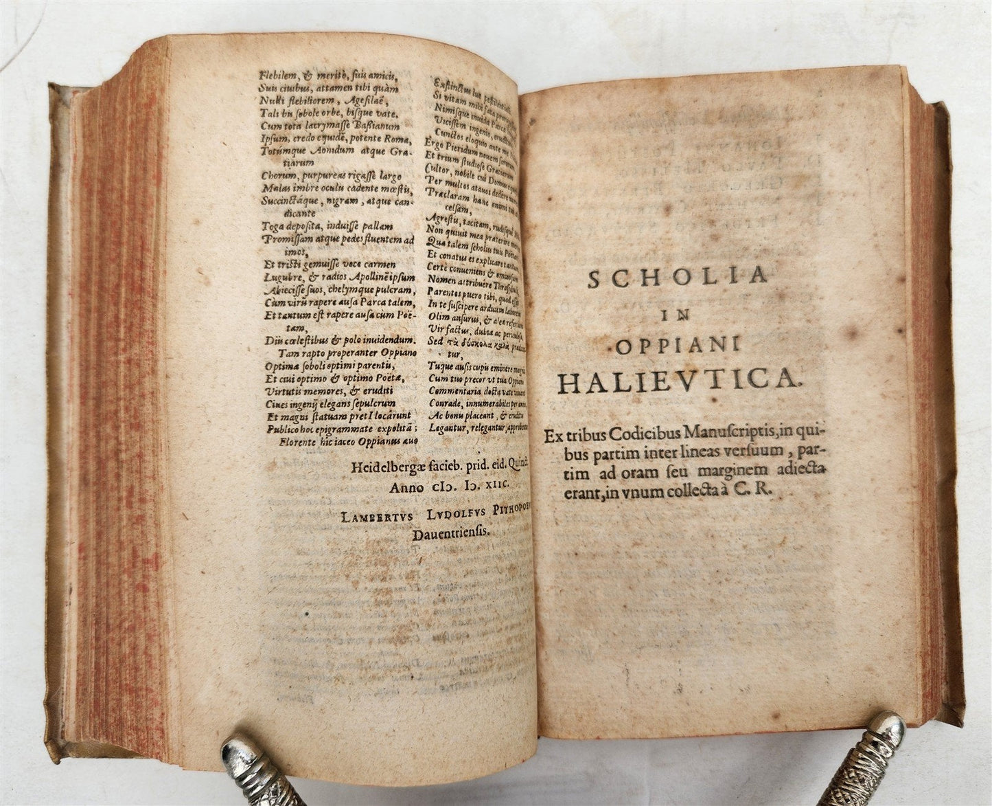 1597 POETRY on FISHING & HUNTING by OPPIAN antique VELLUM BOUND 16th CENTURY