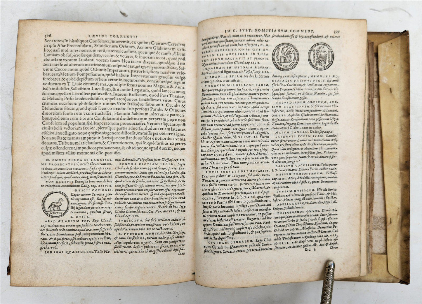 1591 BIOGRAPHIES of ROMAN RULERS antique ILLUSTRATED 12 CAESARS vellum PLANTIN