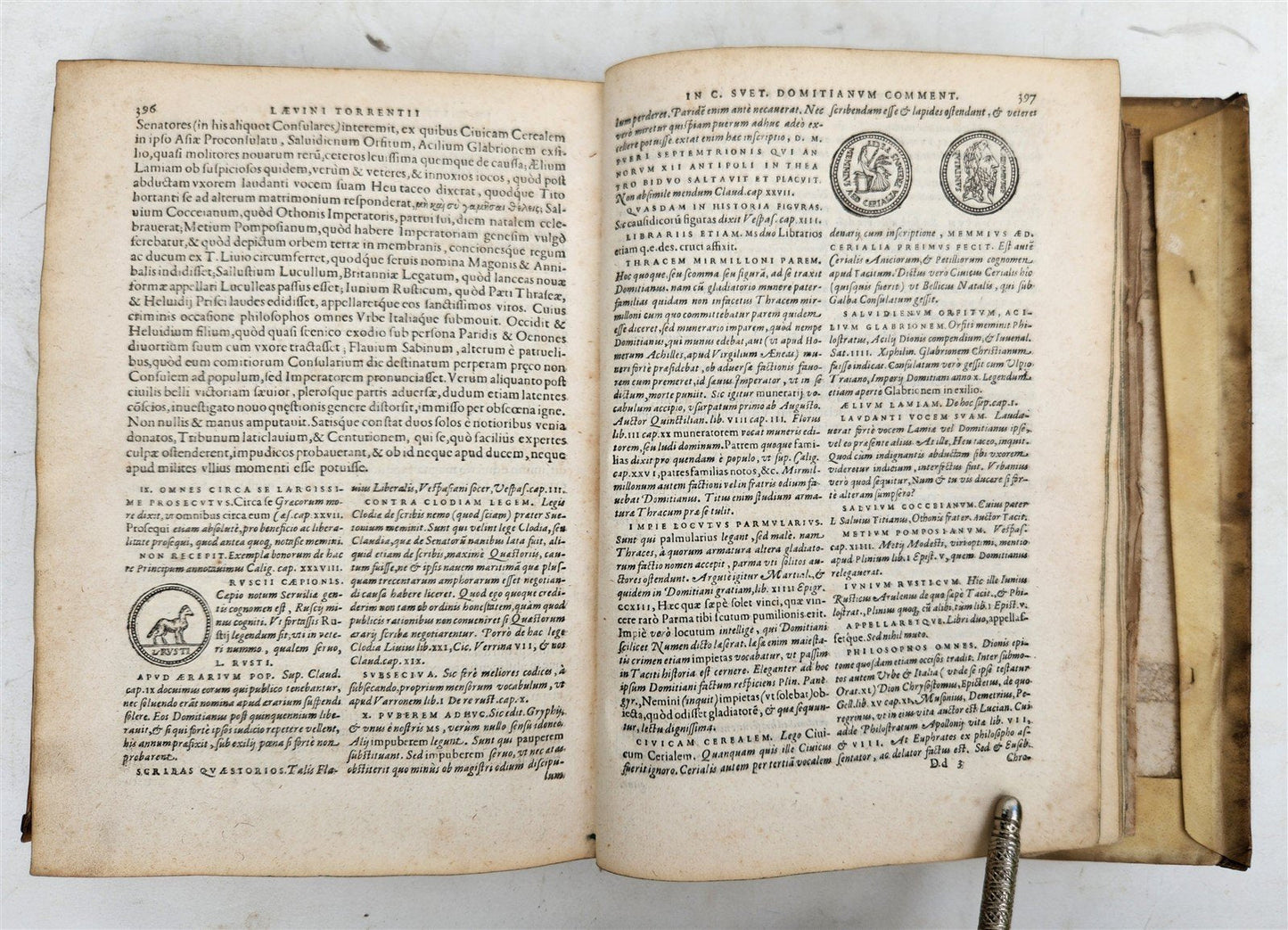 1591 BIOGRAPHIES of ROMAN RULERS antique ILLUSTRATED 12 CAESARS vellum PLANTIN