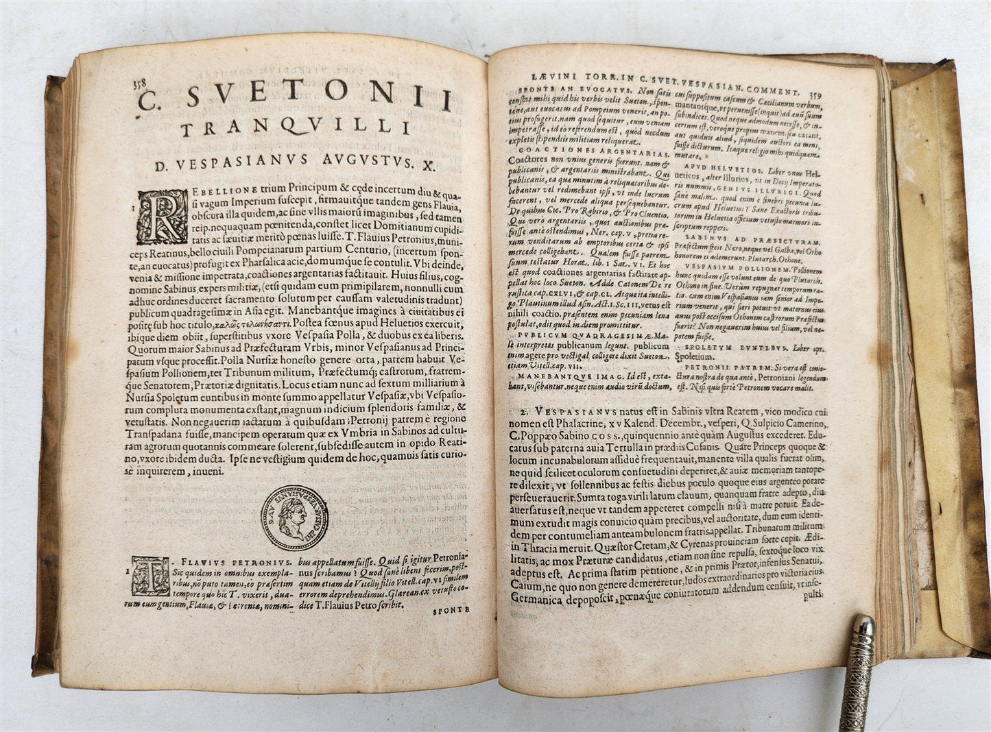 1591 BIOGRAPHIES of ROMAN RULERS antique ILLUSTRATED 12 CAESARS vellum PLANTIN