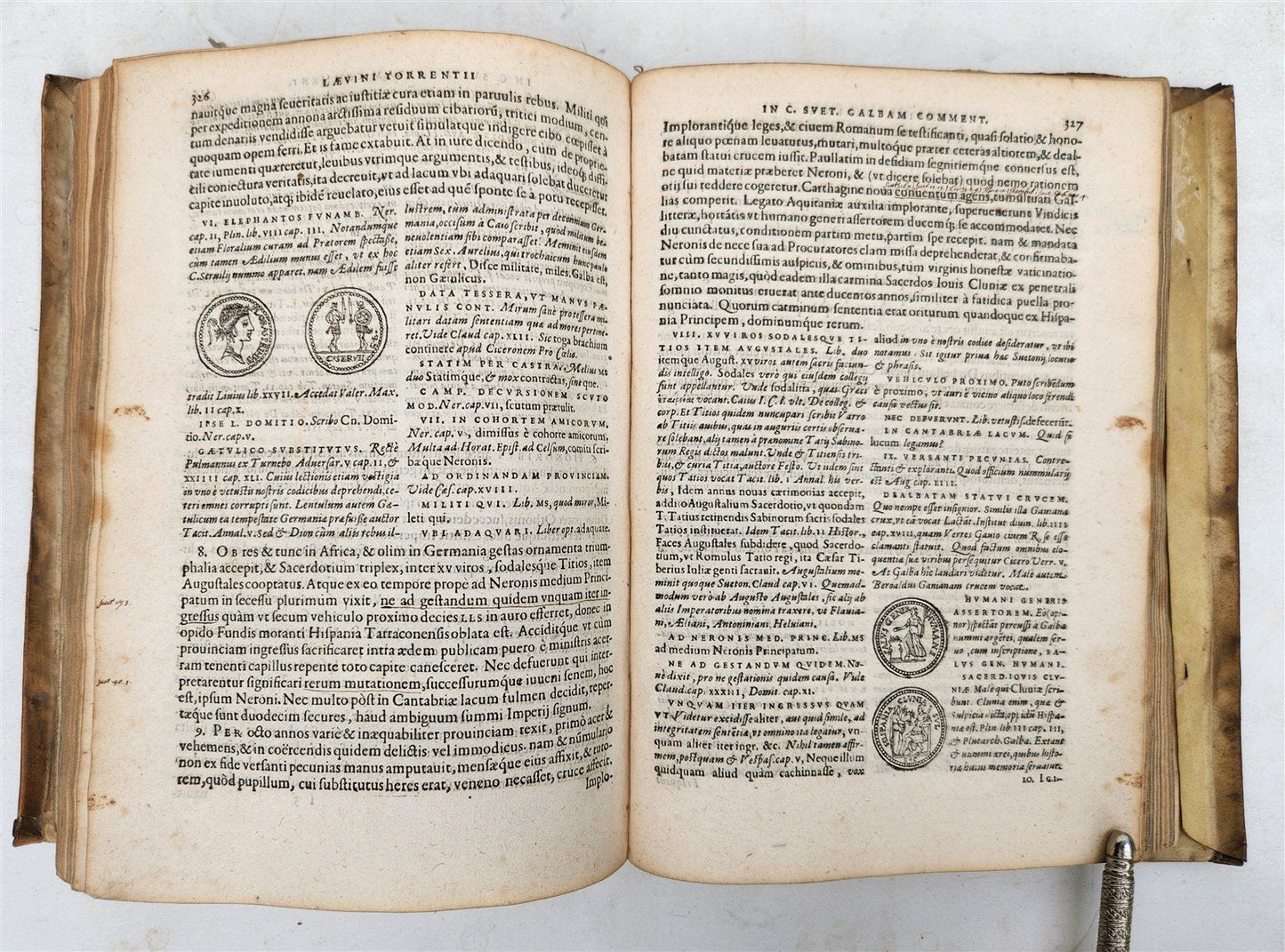 1591 BIOGRAPHIES of ROMAN RULERS antique ILLUSTRATED 12 CAESARS vellum PLANTIN