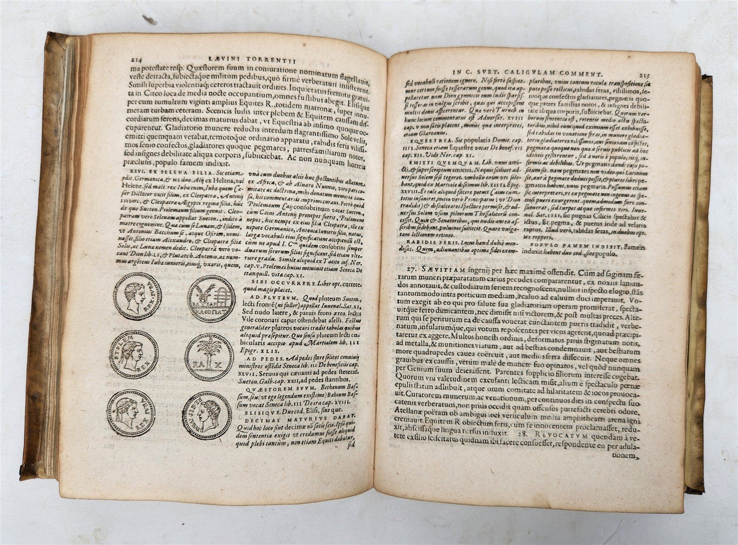 1591 BIOGRAPHIES of ROMAN RULERS antique ILLUSTRATED 12 CAESARS vellum PLANTIN