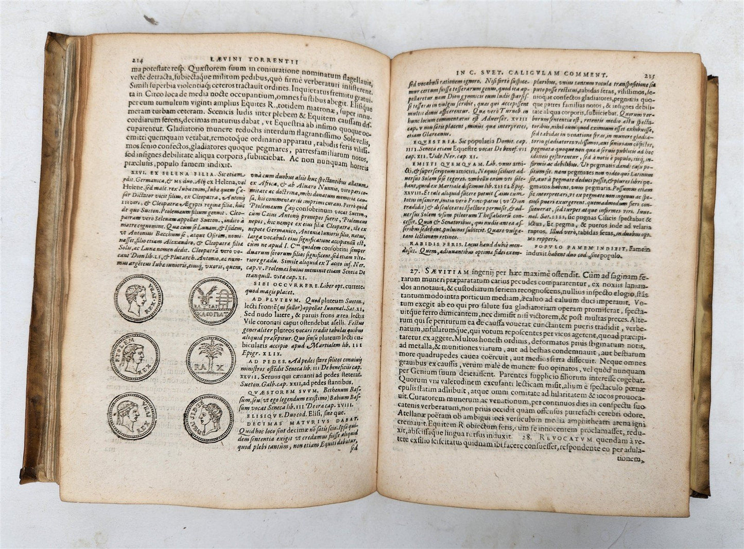 1591 BIOGRAPHIES of ROMAN RULERS antique ILLUSTRATED 12 CAESARS vellum PLANTIN