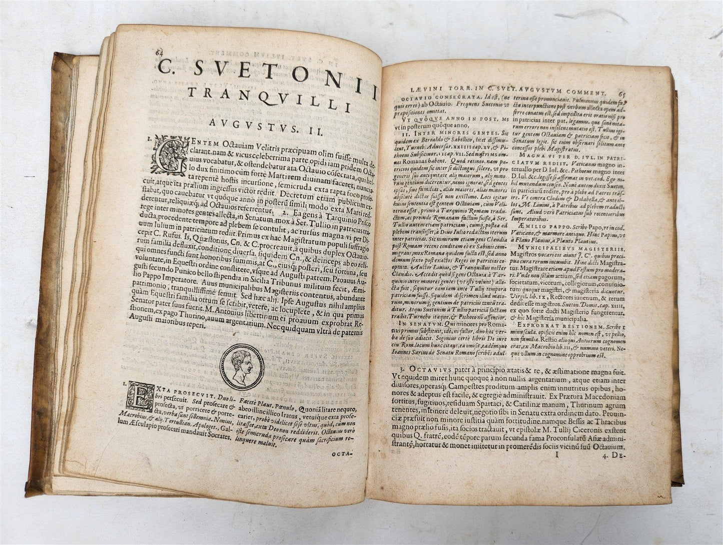 1591 BIOGRAPHIES of ROMAN RULERS antique ILLUSTRATED 12 CAESARS vellum PLANTIN