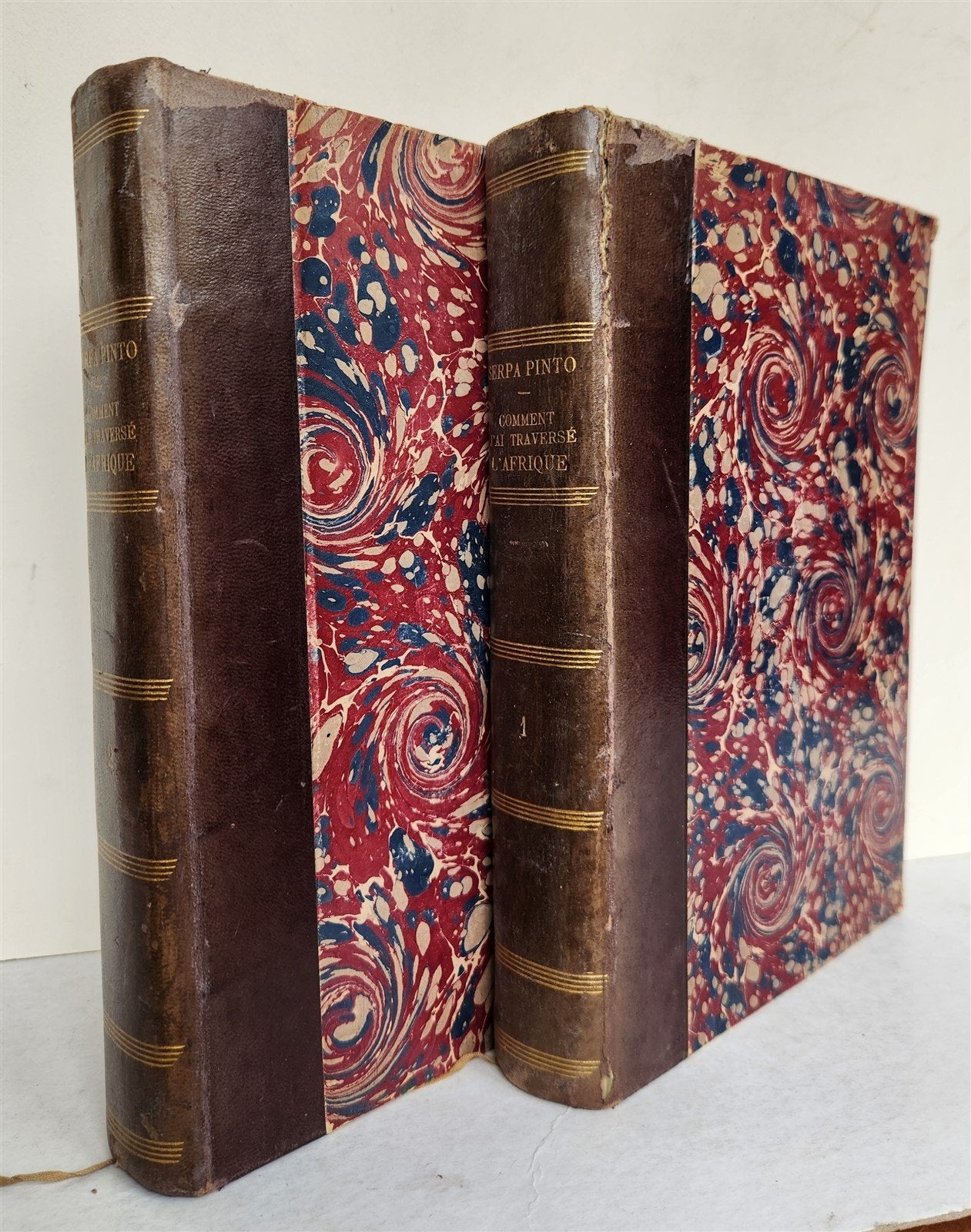 1881 AFRICA TRAVELS by SERPA PINTO 2 ILLUSTRATED VOLUMES in FRENCH antique