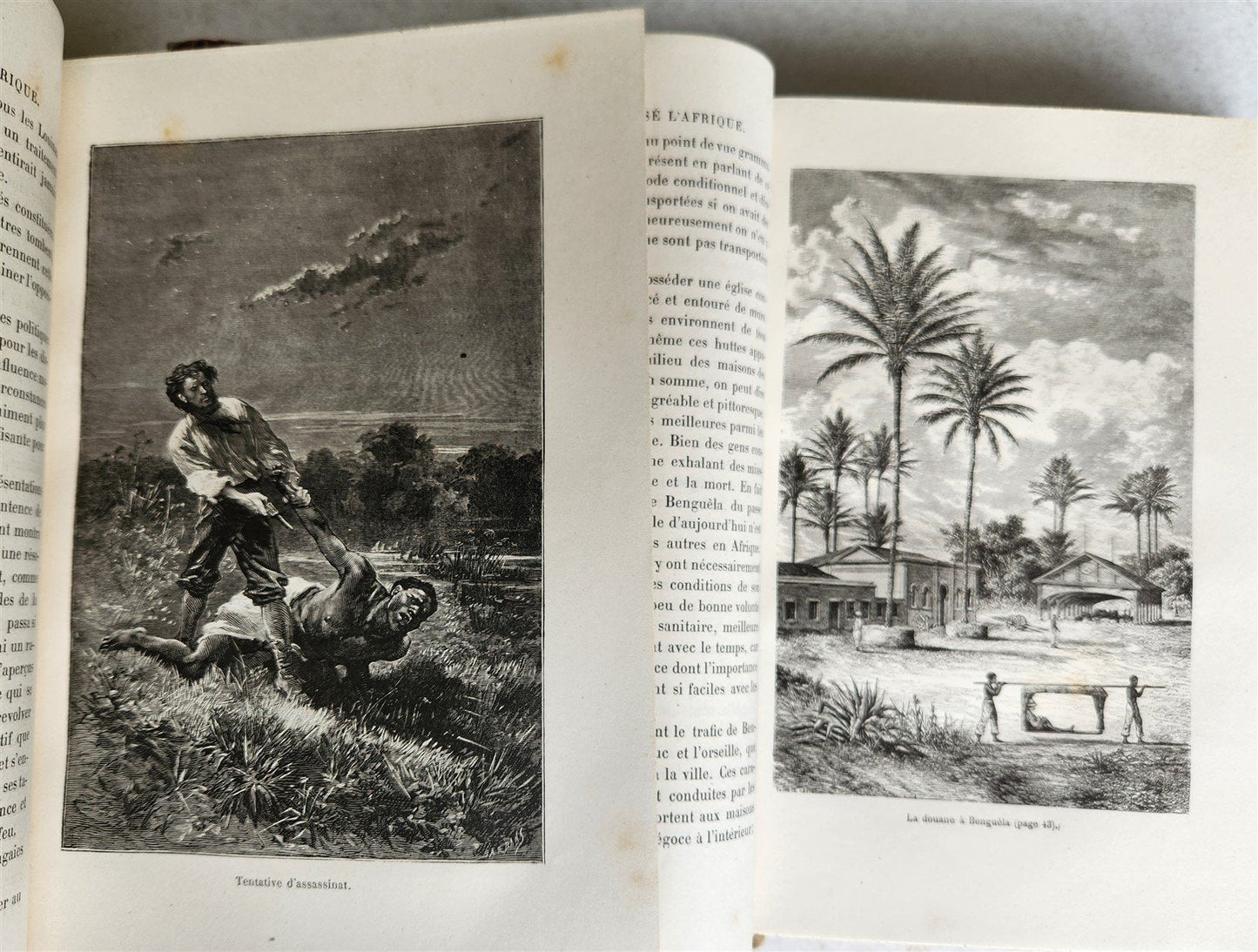 1881 AFRICA TRAVELS by SERPA PINTO 2 ILLUSTRATED VOLUMES in FRENCH antique
