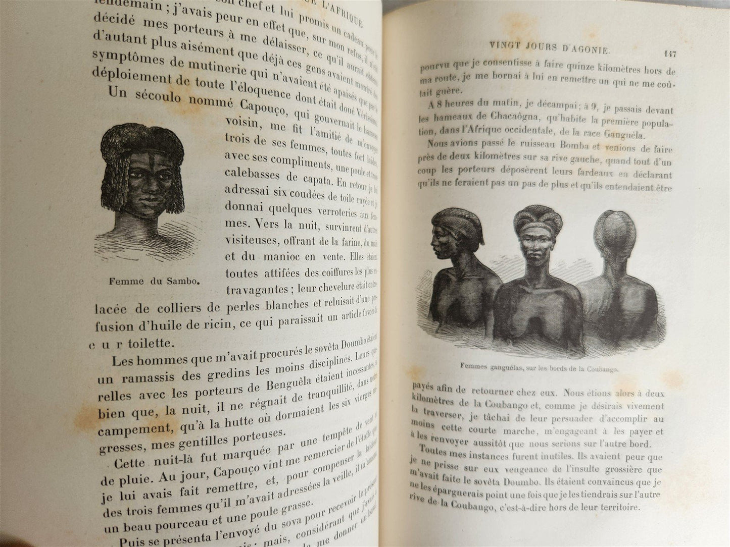 1881 AFRICA TRAVELS by SERPA PINTO 2 ILLUSTRATED VOLUMES in FRENCH antique