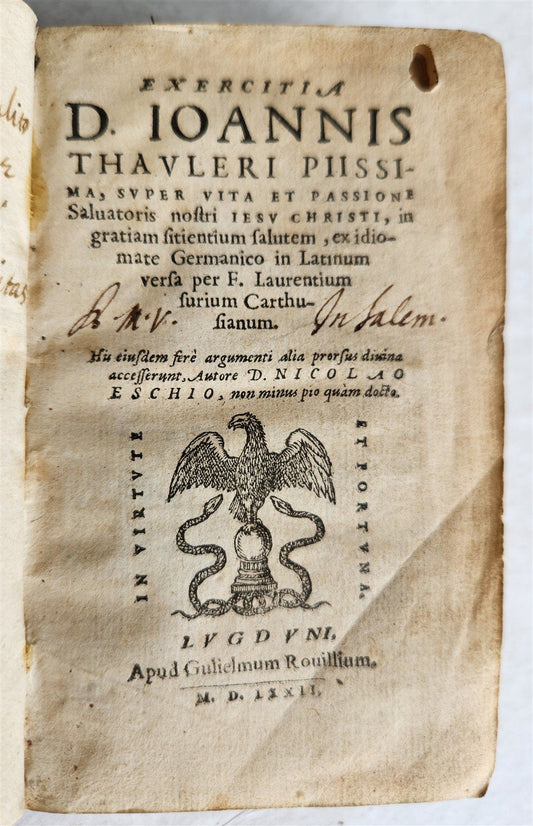 1572 THEOLOGY by Johannes Tauler; ORIGINAL 16th CENTURY BINDING antique