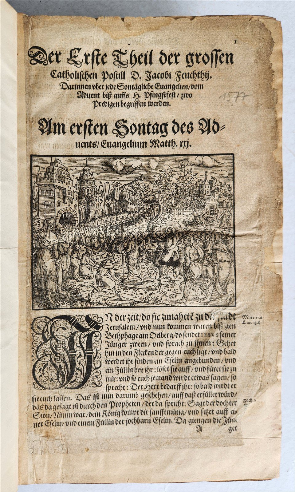 1577 BIBLE COMMENTARIES by J. Feucht ILLUSTRATED antique 16th century FOLIO