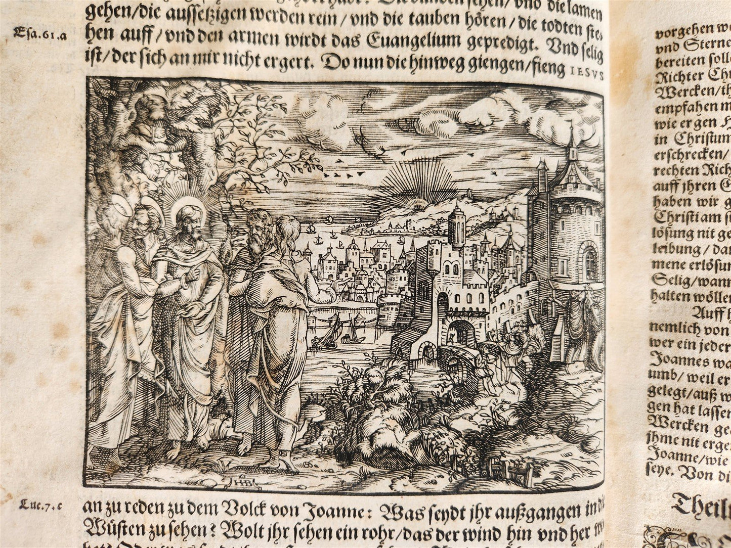 1577 BIBLE COMMENTARIES by J. Feucht ILLUSTRATED antique 16th century FOLIO