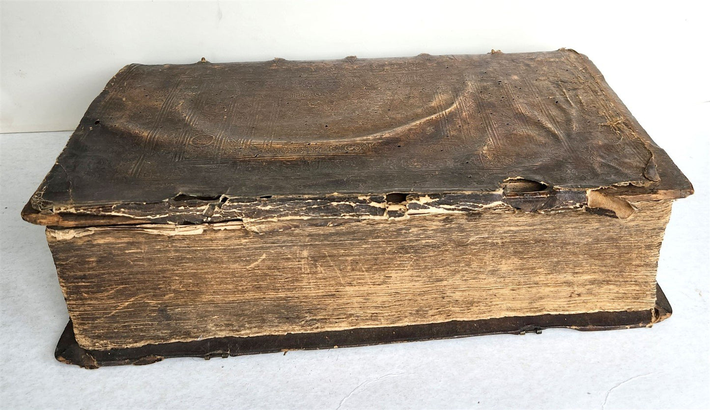 1588 SERMONS by LUIS de GRANADA ILLUSTRATED antique PIGSKIN BOUND FOLIO