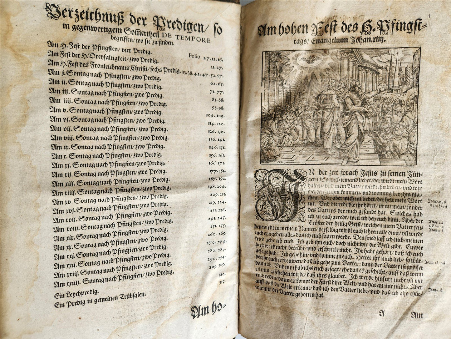 1588 SERMONS by LUIS de GRANADA ILLUSTRATED antique PIGSKIN BOUND FOLIO